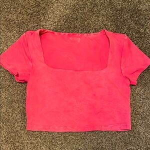 Aerie Offline New With Tags Pink Cropped T-Shirt with Square Neck